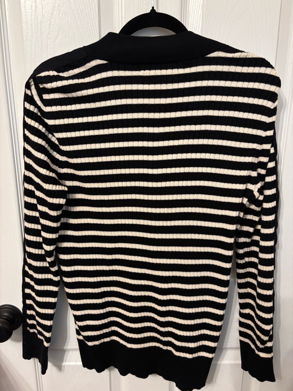 Lauren Ralph Lauren Black & White Striped Henley Sweater 100% cotton - Picture 6 of 9